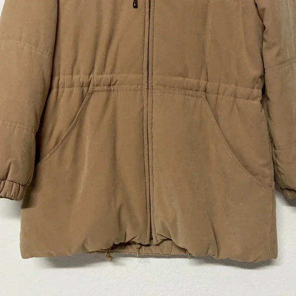 Imperfect winter coat made in Russia removable raccoon fur large tan heavy coat - Picture 9 of 16